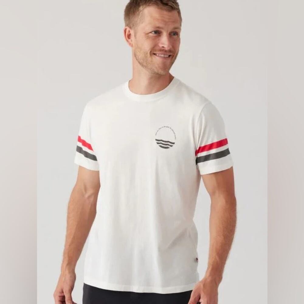 NEW Sol Angeles White Graphic T-Shirt Short Sleeves Stripes Good Gets Better